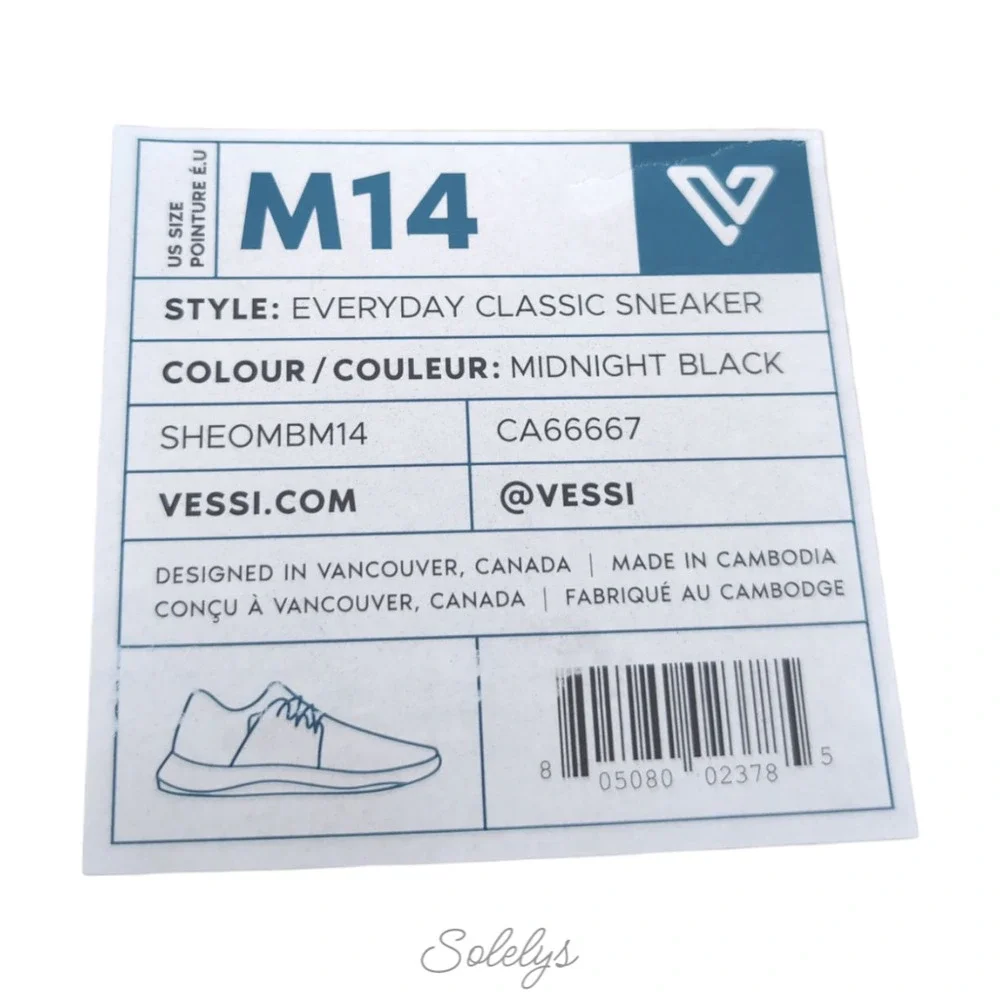 Vessi Everyday Classic Men 14 Midnight Black Waterproof Knit Lightweight Sneaker